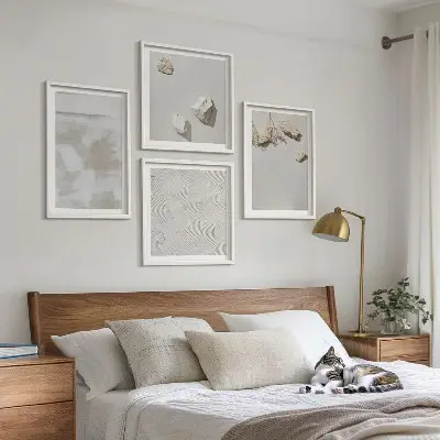 Boho sand stone texture wall art set of 4 pieces