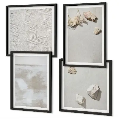 Boho sand stone texture wall art set of 4 pieces