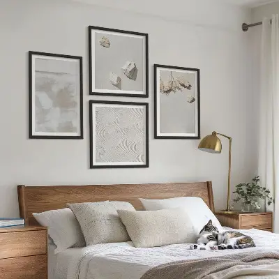Boho sand stone texture wall art set of 4 pieces