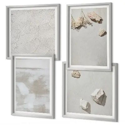 Boho sand stone texture wall art set of 4 pieces