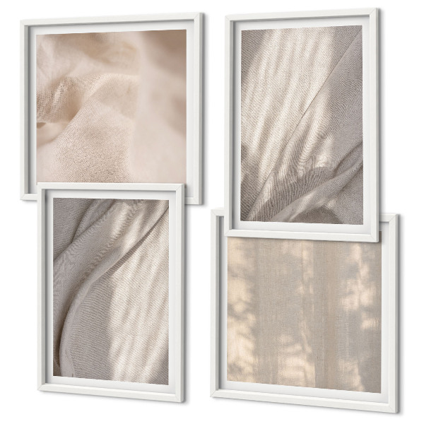 Multi-piece wall decor set Natural boho fabrics close-up