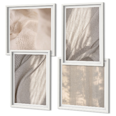 Multi-piece wall decor set Natural boho fabrics close-up