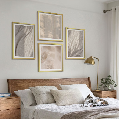 Multi-piece wall decor set Natural boho fabrics close-up