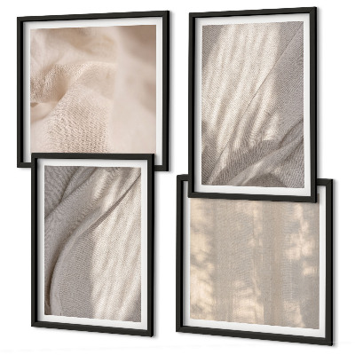 Multi-piece wall decor set Natural boho fabrics close-up
