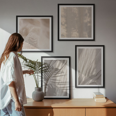 Multi-piece wall decor set Natural boho fabrics close-up