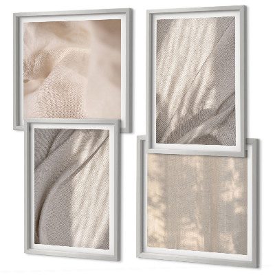 Multi-piece wall decor set Natural boho fabrics close-up