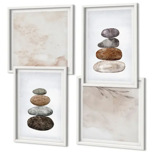 Wall art set Stacks of stones boho painting