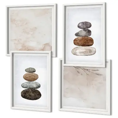Wall art set Stacks of stones boho painting