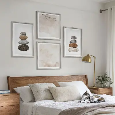 Boho stone stacks wall art set boho stone stacks painting