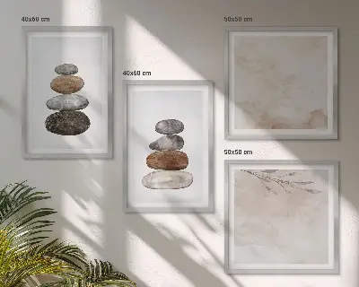 Boho stone stacks wall art set boho stone stacks painting