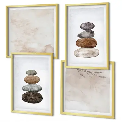 Boho stone stacks wall art set boho stone stacks painting