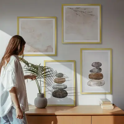 Boho stone stacks wall art set boho stone stacks painting