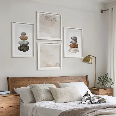 Boho stone stacks wall art set boho stone stacks painting