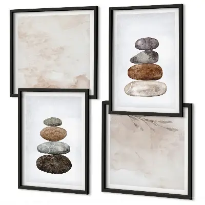 Wall art set Stacks of stones boho painting
