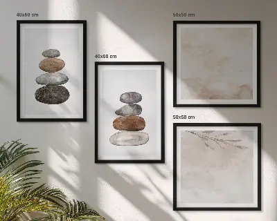 Wall art set Stacks of stones boho painting
