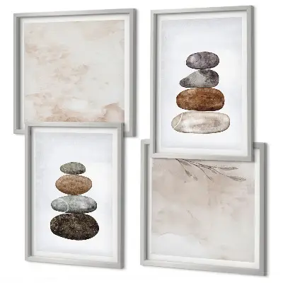 Wall art set Stacks of stones boho painting