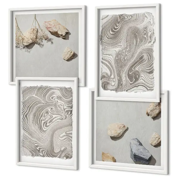 Set of 4 wall art pieces Modern abstract shapes