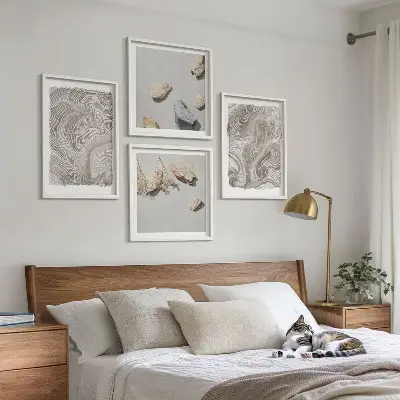 Set of 4 wall art pieces Modern abstract shapes