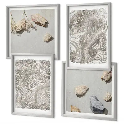 Set of 4 wall art pieces Modern abstract shapes