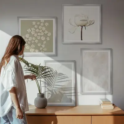 Wall art set fashionable boho flower textures
