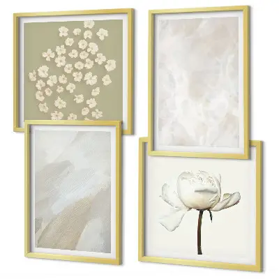 Wall art set fashionable boho flower textures