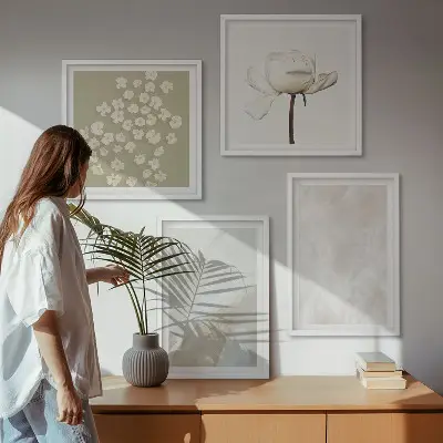 Wall art set fashionable boho flower textures