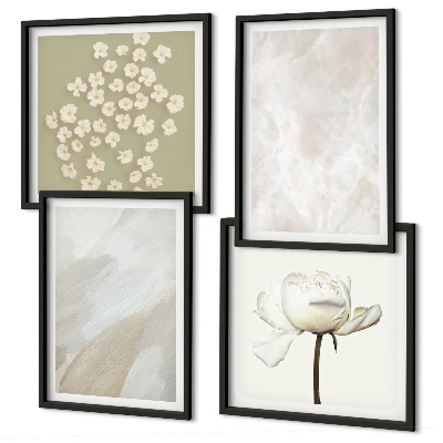 Wall art set Flowers fashionable boho textures