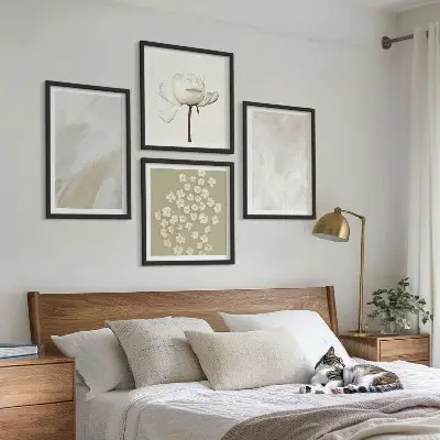 Wall art set fashionable boho flower textures