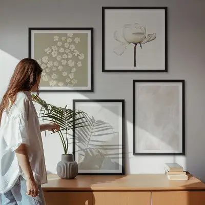 Wall art set fashionable boho flower textures