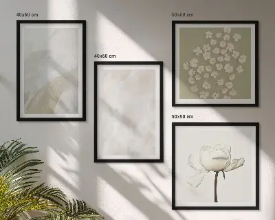 Wall art set fashionable boho flower textures