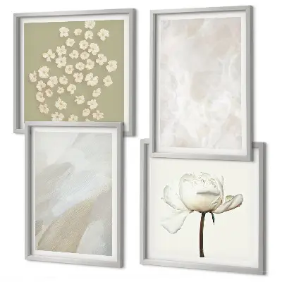 Wall art set fashionable boho flower textures