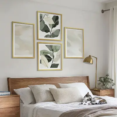 Bright abstract boho wall art set of 4 pieces