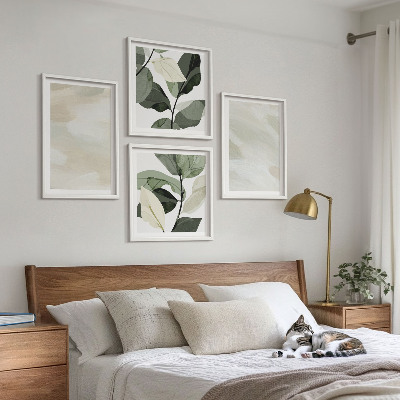 Set of 4 wall art pieces Bright abstract boho paints