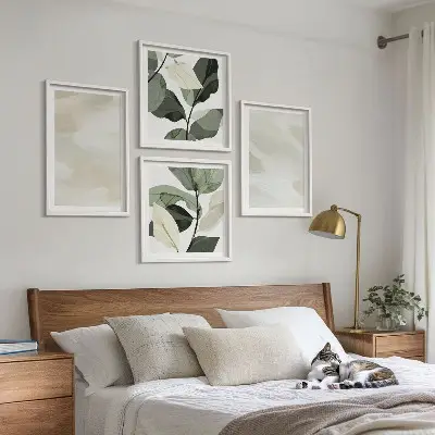 Bright abstract boho wall art set of 4 pieces