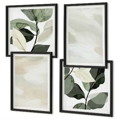 Bright abstract boho wall art set of 4 pieces