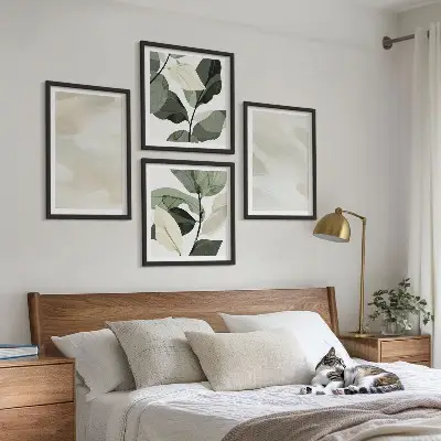 Bright abstract boho wall art set of 4 pieces