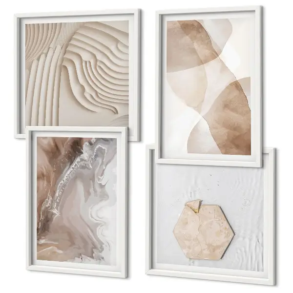 Abstract painted structures wall art set of 4 pieces