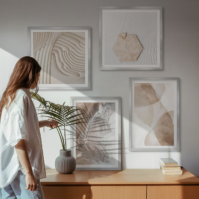 Set of 4 wall art pieces Abstract painted structures