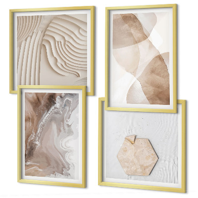 Set of 4 wall art pieces Abstract painted structures