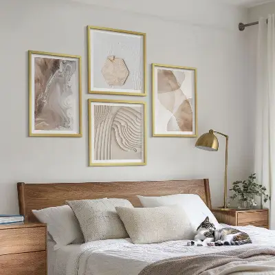 Abstract painted structures wall art set of 4 pieces