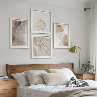 Set of 4 wall art pieces Abstract painted structures