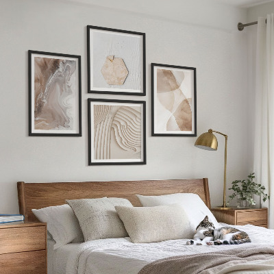 Set of 4 wall art pieces Abstract painted structures