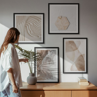 Set of 4 wall art pieces Abstract painted structures