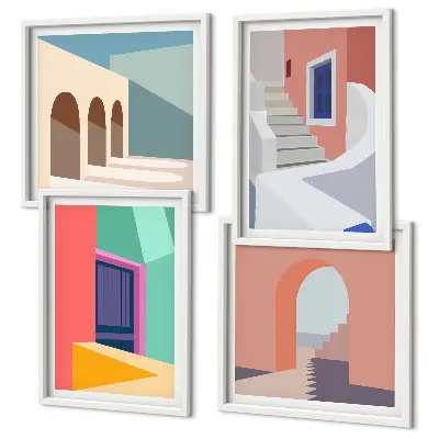 Multi-piece wall decor set Colorful modern buildings