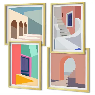 Multi-piece wall decor set Colorful modern buildings