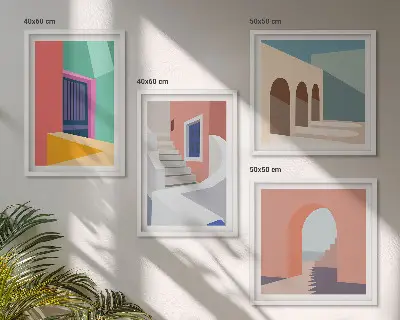Multi-piece wall decor set Colorful modern buildings