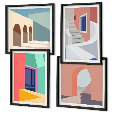 Multi-piece wall decor set Colorful modern buildings