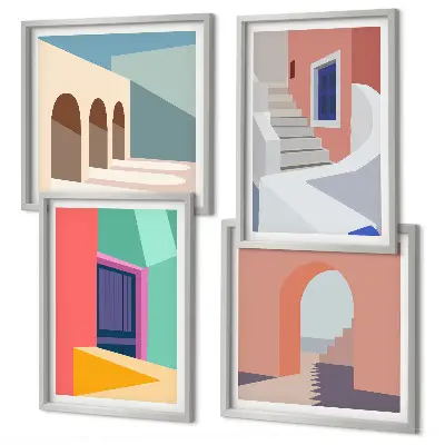 Multi-piece wall decor set Colorful modern buildings