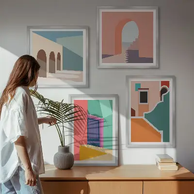 Colorful City Illustration Wall Art Set colorful city illustrations