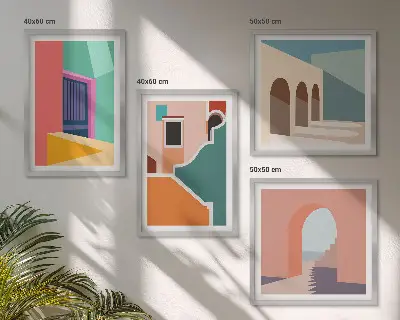 Colorful City Illustration Wall Art Set colorful city illustrations